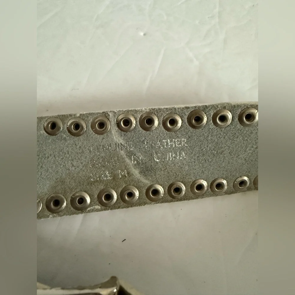Genuine Leather White Studded Belt Western Cowgirl Country Women - Size M